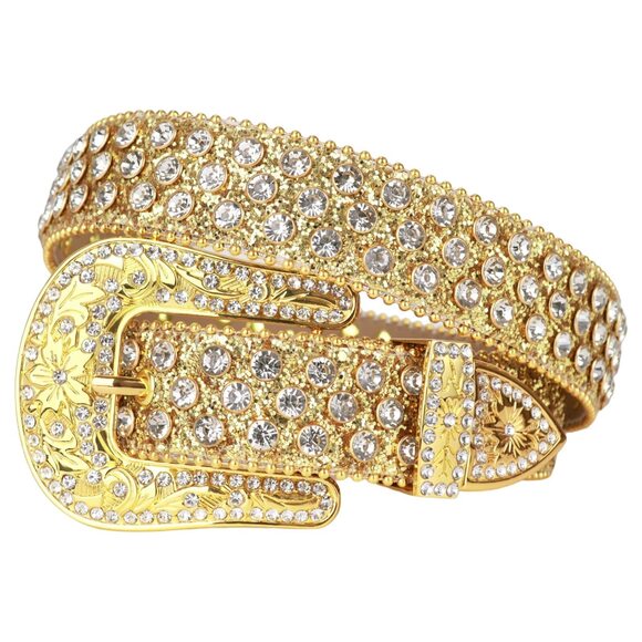 7728 Luxury Strap Men Women Rhinestone Belt Western Diamond Sparkle Bling